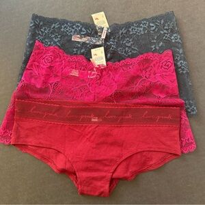 Victoria's Secret Lace Panties Set - Black, Pink, Red
